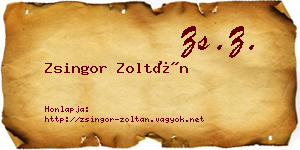 Zsingor Zoltán névjegykártya
